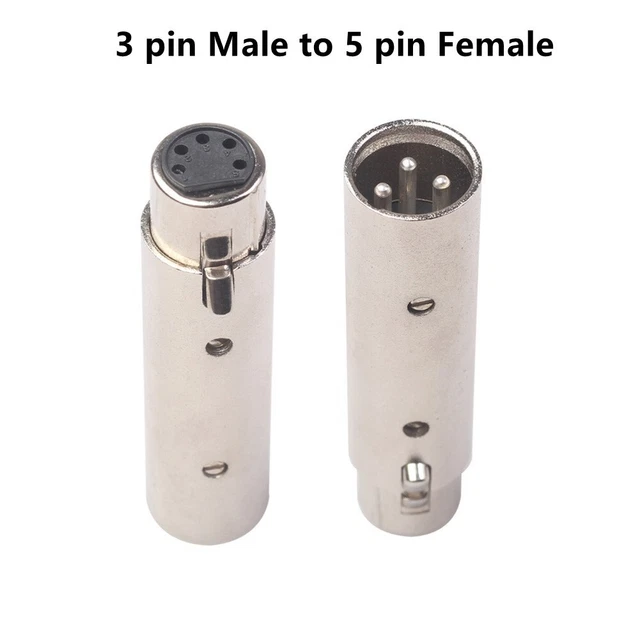 3 Pin XLR To 5 Pin DMX Metal Cased Converter/Audio Lighting Adapter Or 5 To 3