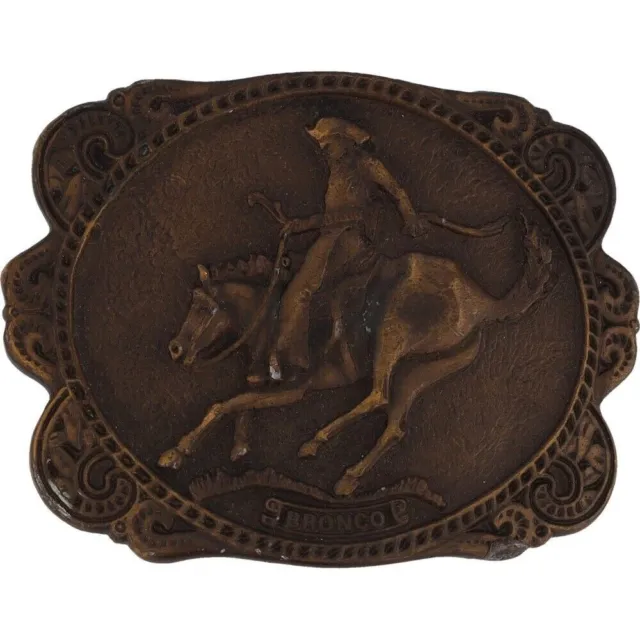 Bucking Bronc Bronco Rider Horse Rodeo Cowboy Wyoming Logo Vintage Belt Buckle