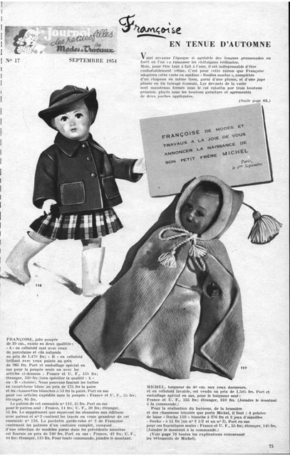 Page De Patron Poupée Françoise – Magazine Modes Et Travaux Juin 1972, 2 Modèles, Occasion