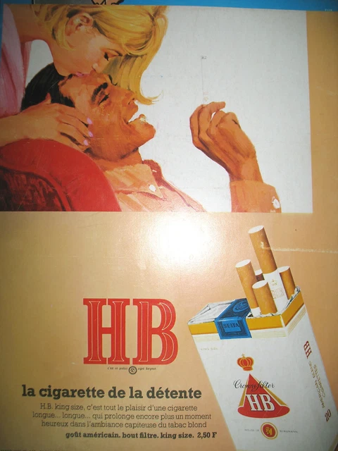 Publicite De Presse Hb Cigarette De La Detente Gout Americain French Ad 1967