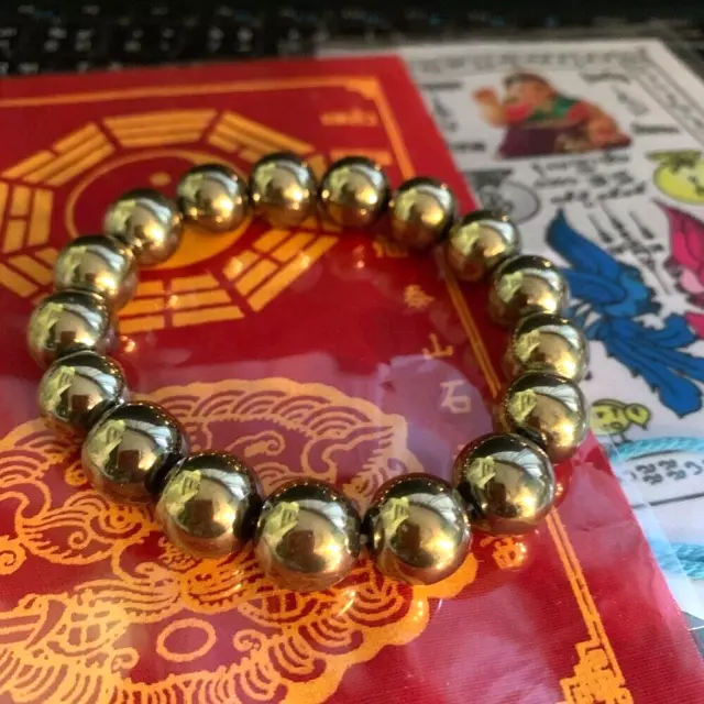 Leklai Gold Bead Bracelet Stone Magic Protect Wealth Thai Amulet Talisman Power