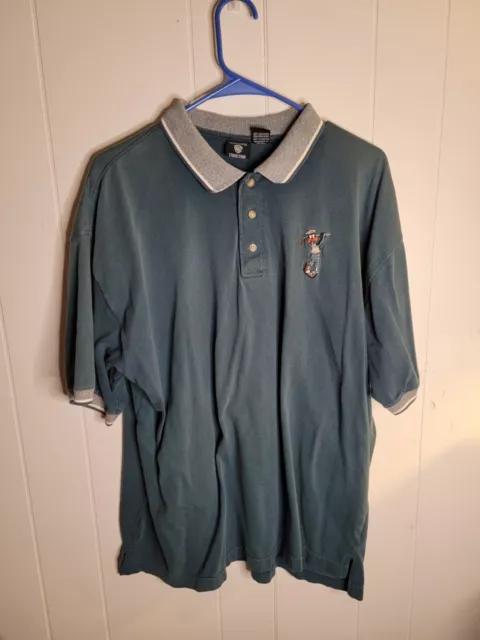 VINTAGE 1998 MENS Warner Bros Embroidered Daffy Duck Green Polo Golf ...