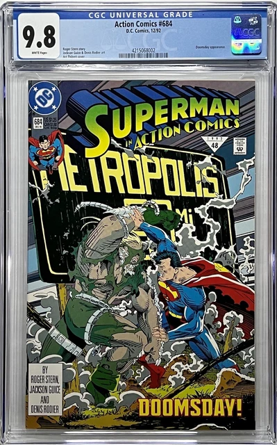 CGC 9.8 ACTION COMICS #684 Superman Doomsday appearance DC 1992 White Pages