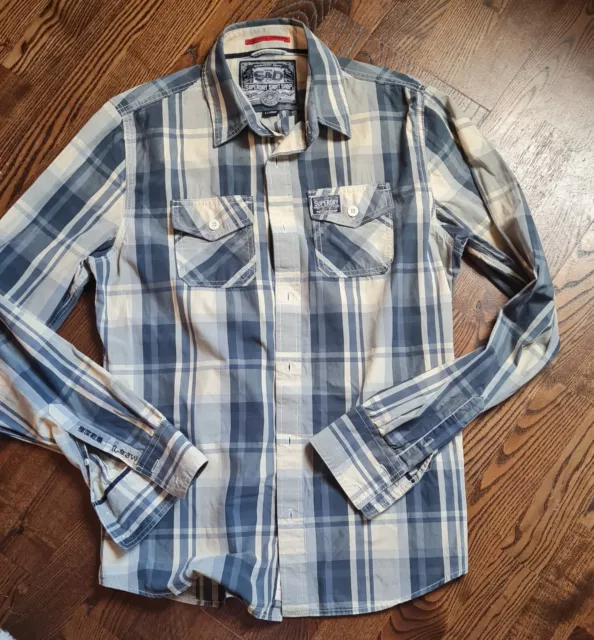 Mens Superdry Long sleeve plaid shirt Size XL