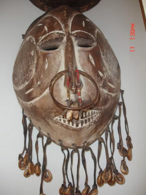 Alte, seltene, afrikanische Doppelmaske Gesichts u. Helmmaske, Kongo o. Kamerun 3