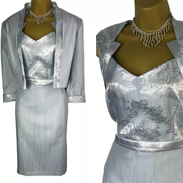 ROMAN Mother of the Bride Groom Outfit Size 14 Light Blue Silver Wedding Guest