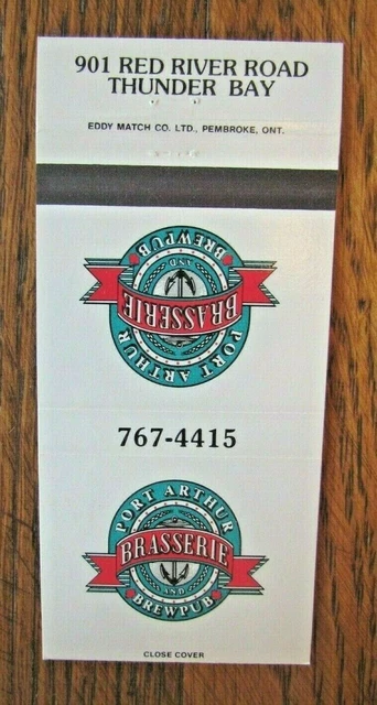 Port Arthur Brewery Brew Pub (Thunder Bay, Ontario) Beer Matchbook Matchcover F1