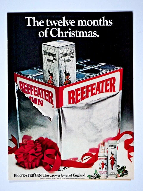 Beefeater The 12 Months Of Christmas Vintage 1978 Original Print Ad 8.5 x 11"