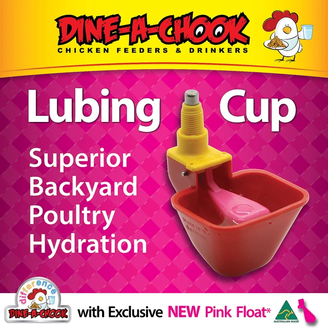Dine a Chook - Lubing-Drinker-Cup-Poultry-Chicken-Waterer-Nipple-Drinker PINK