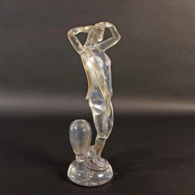 Mujer Con Ánfora A. Barbini Cristal Murano Firmado Aprox. 1970 Defecto Oro Chal