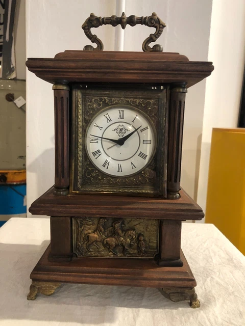 Orologio Da Tavolo Con Carillon Tedesco Legno E Bronzo Primi 900 Epoca Vintage