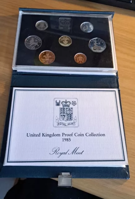 1985 Royal Mint Proof Coin Year Set Birthday Year Coin Set Paperwork + Box