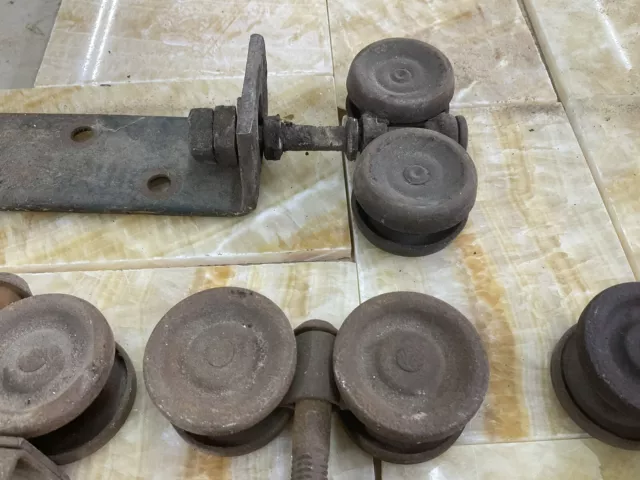 Vintage Barn Door Rollers, Rolling Door Hardware, Architectural Lot Of 4 All Of 3