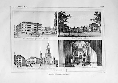 1835 - Dresden Ansichten Original Lithographie engraving