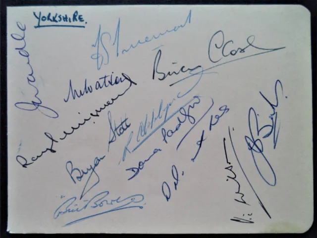 Yorkshire County Cricket Club 1955 Original Team Signed Autographed Album Page