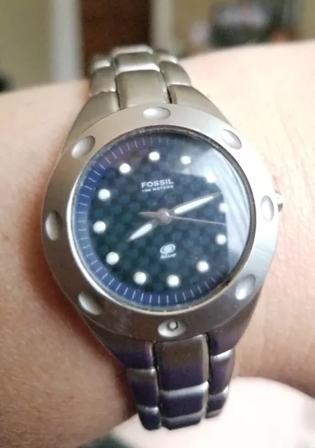 1990 FOSSIL WATCH WITH water inside UW 3500 COLLECTOR S CLUB TIN