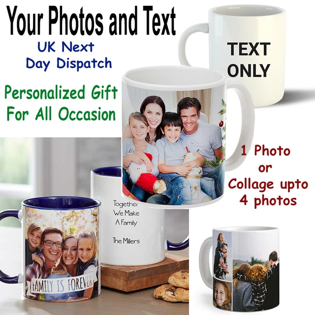 PERSONALIZED CUSTOM TEXT Photo Mug Gift Present Happy Christmas Mug For