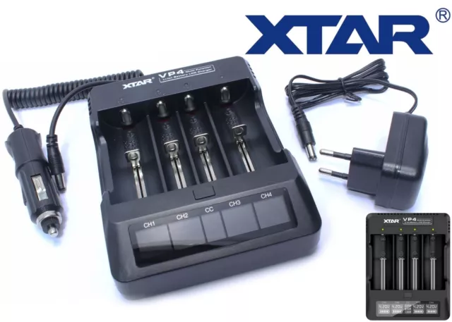 XTAR VP4 - LCD Premium Chargeur Piles Batteries Accus LI-ION / IMR / INR / ICR