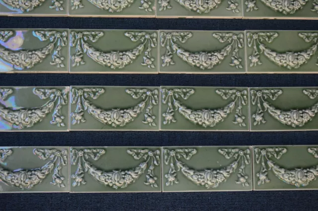 England - Antique Art Nouveau Majolica 20 Border Tiles C1900