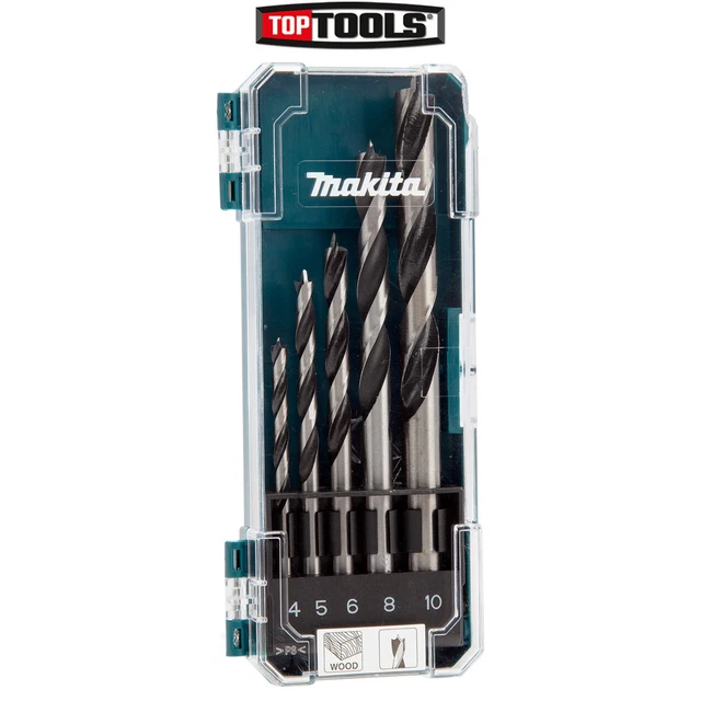 MAKITA D-72861 5 Piece Wood Drill Bit set 4mm, 5mm, 6mm, 8mm & 10mm £7. ...