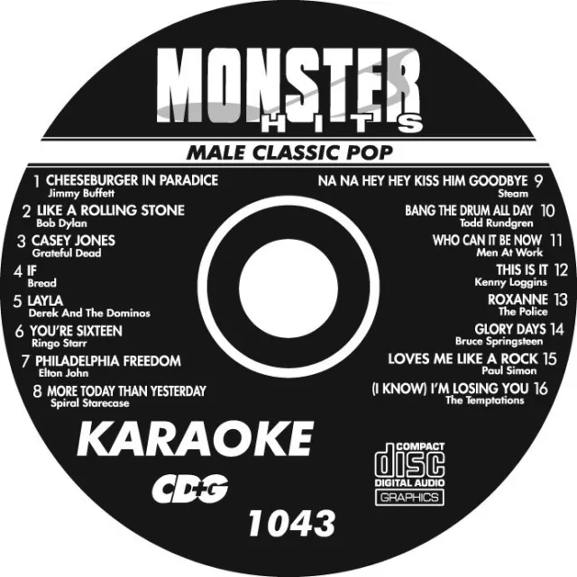 Karaoke Monster Hits Cd+G Male Classic Pop  #1043