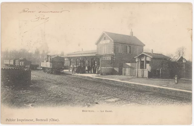 Cpa Oise - Breteuil - La Gare Cir 1900 - Train