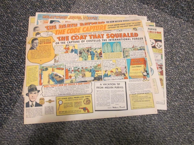 newspaper ad 1930s POST cereal box premium ring badge gun Melvin Purvis G-Man 16