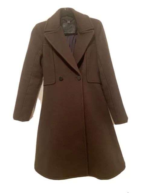 Dawn Levy Army Green 100% Wool Coat Fit & Flared Sz.