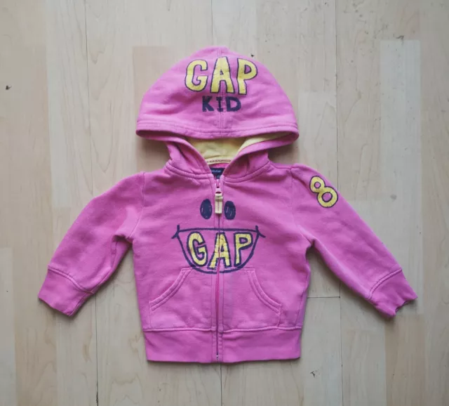 Girls Baby Gap Pink Fleece Hoodie/Hooded Sweatshirt Age 12-18 Months