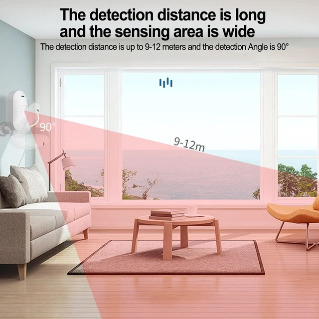 Aplicación Tuya compatible con sensor de movimiento WiFi alarma batería respaldo mascota inmune
