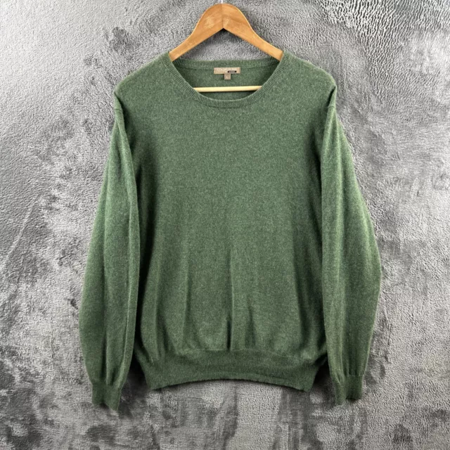Collection George Mens 100% Cashmere Jumper Large Green Sweater Luxury Pullover