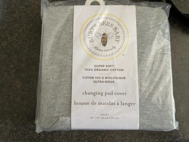 Burt's Bees Baby Changing Pad Cover, 100% Organic Cotton Changing Pad Liner gray