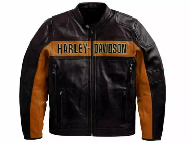 Mens Comfort HD  Screaming Eagle Motorbike Cowhide Leather Motorcycle Jacket