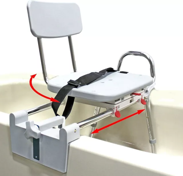 Eagle HealthCare 77762 Snap-n-Save Sliding Tub-Mount Transfer Bench-Swivel Seat