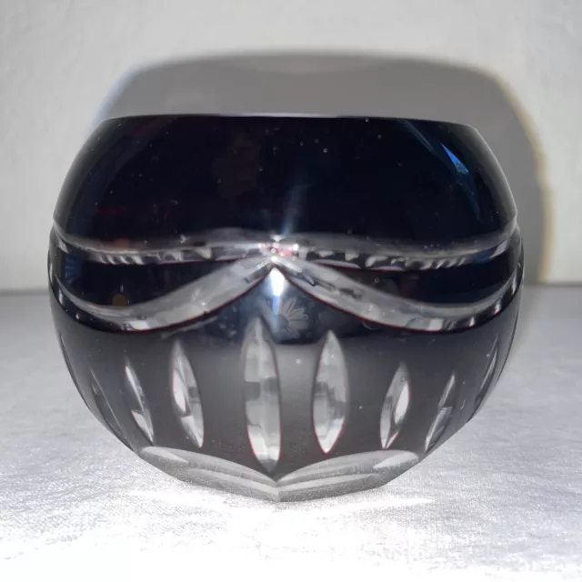 Vintage Czech Bohemian Crystal Cut to Clear Ruby Red 3” Bowl