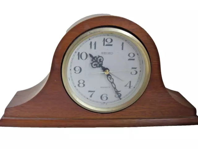 Seiko wooden mantel clock with alarm quartz