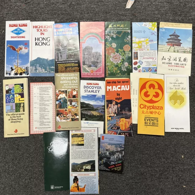 Lot Of VINTAGE HONG KONG Beijing TRAVEL EPHEMERA Maps/Guides - 1970s/80s