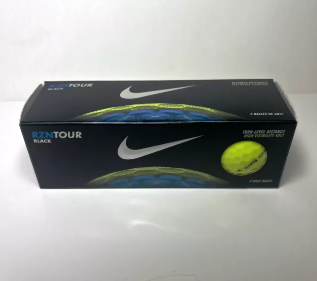 Nike RZN Tour Black Golf Balls 3 Pack New Long Forgiving Low Spin discontinued