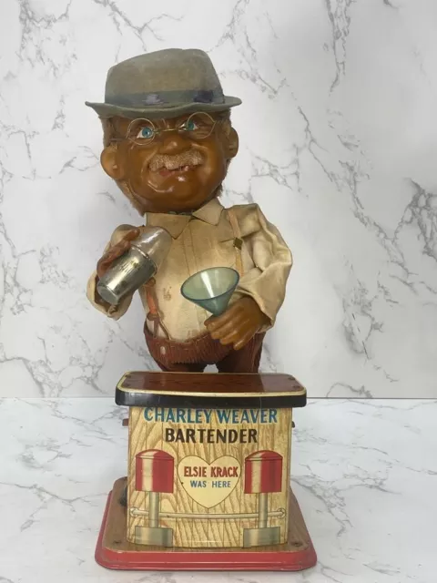 Vintage 1962 Charlie Weaver Bartender Battery Operated Toy Not Working