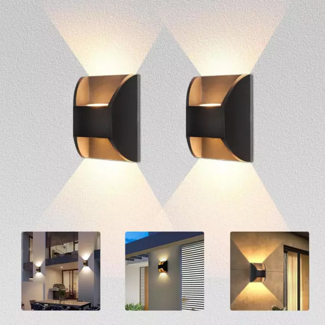 LED Wandleuchte 2Er, 6W Wandbeleuchtung Innen/Außen Wandlampe IP65 Wasserdicht A