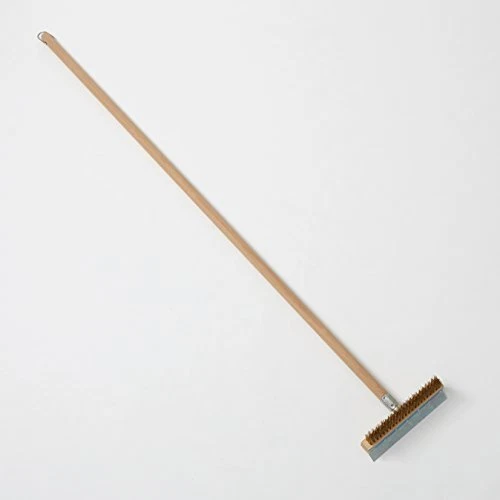 1698 Pizza Oven Brush with Brass Bristles and Steel Scraper, Brown, 60-Inch
