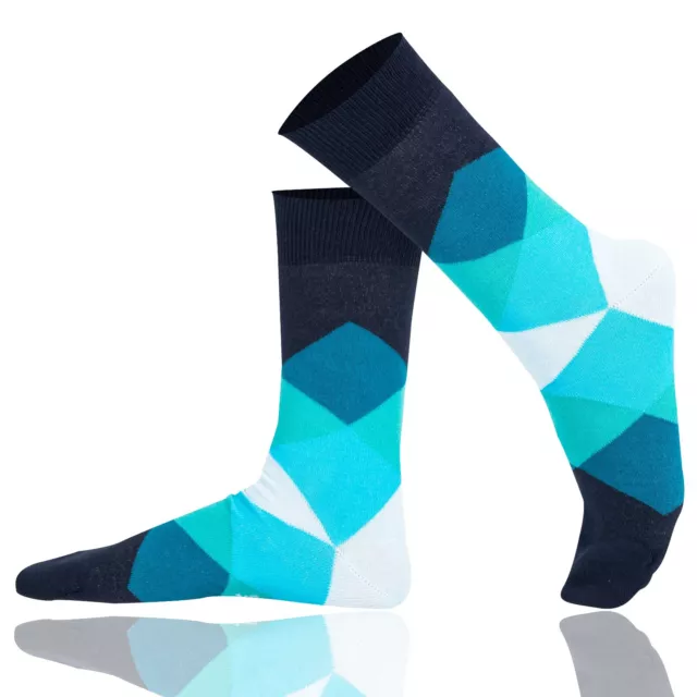 Mysocks Diamond Pattern Unisex Socks Combed Cotton Seamless Toe