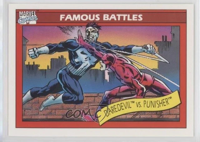 1990 Impel Marvel Universe Famous Battles Daredevil Punisher vs #110 06on