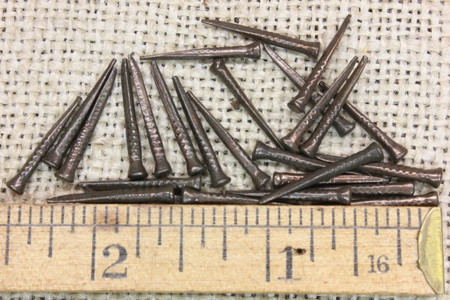 Old Shoe Nails 25 Bronze  Color 3/4” Tacks 1/8” Round Heads Vintage Sharp Point