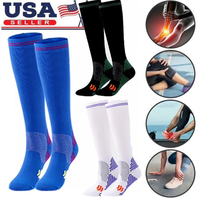 3Pair Men Diabetic Over the Calf Socks Knee High circulatory Health Cotton Socks