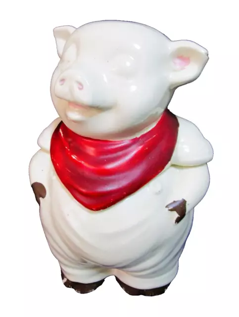 Vintage Shawnee Pottery Smiley Pig Cookie Jar Red Scarf 1940's