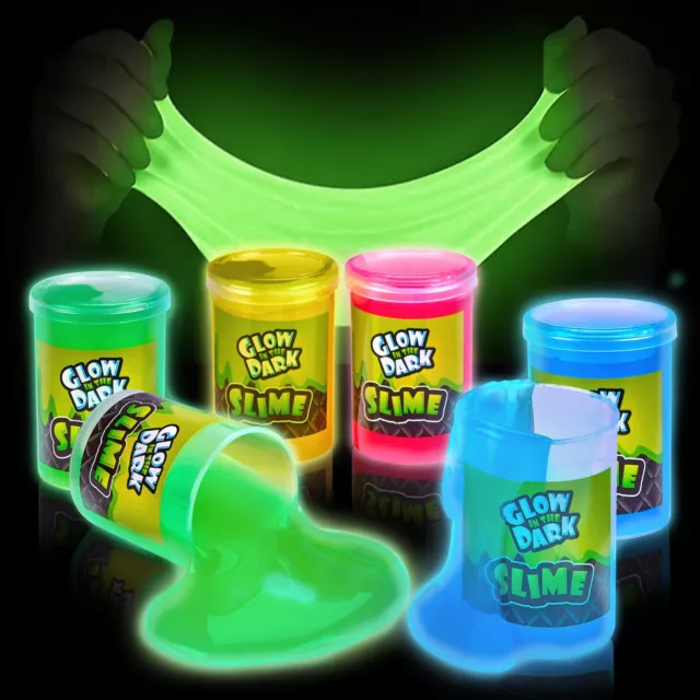Glow in The Dark Slime - 6 Pack - Neon Blue, Green, Pink, Yellow Colors
