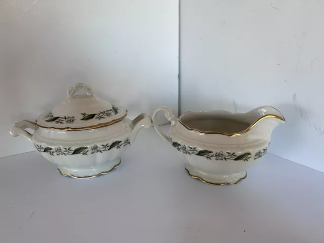 Royal Jackson Magnolia Flower Vogue Fine China Creamer and Sugar