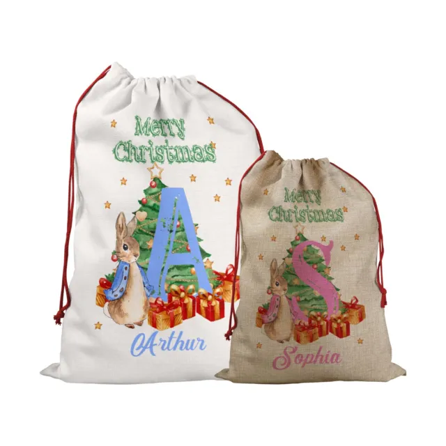 Personalised Childrens Santa Sack Christmas Bag Present Xmas StockingGift Rabbit