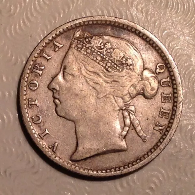 ~ 1891 Straits Settlements Victoria Ten 10 Cents